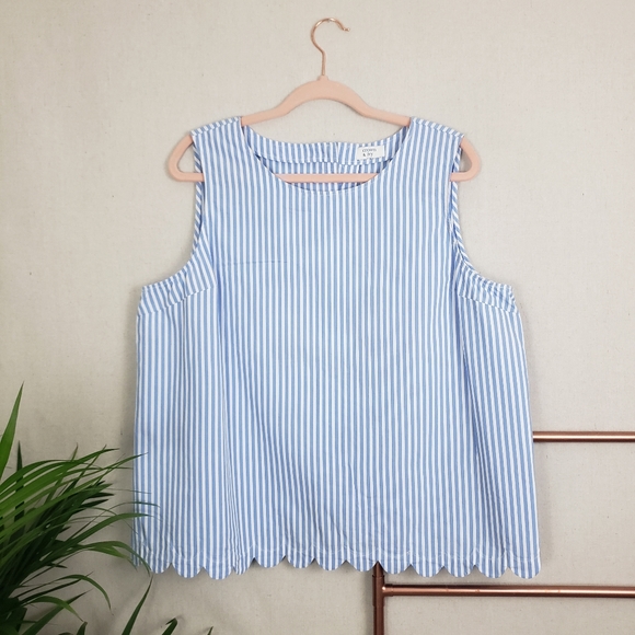 crown & ivy Tops - Crown & Ivy Scallop Hem Striped Tank (XL/XXL)